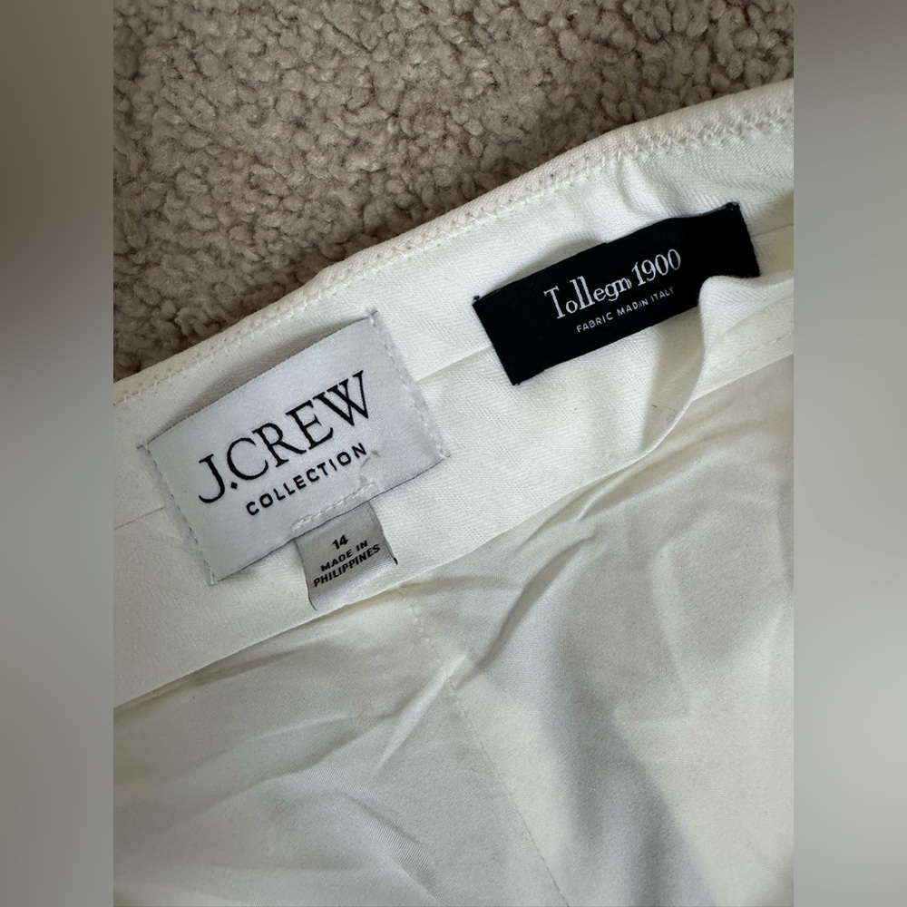 J.Crew Collection Italian Wool Dress Pants Cream Size 14 Tollegno 1900 Lined - Picture 3 of 6